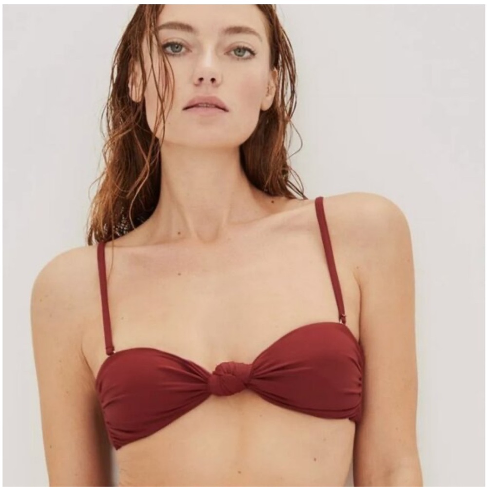 Veronica Beard Gilly Bikini Top in Brick Red XS